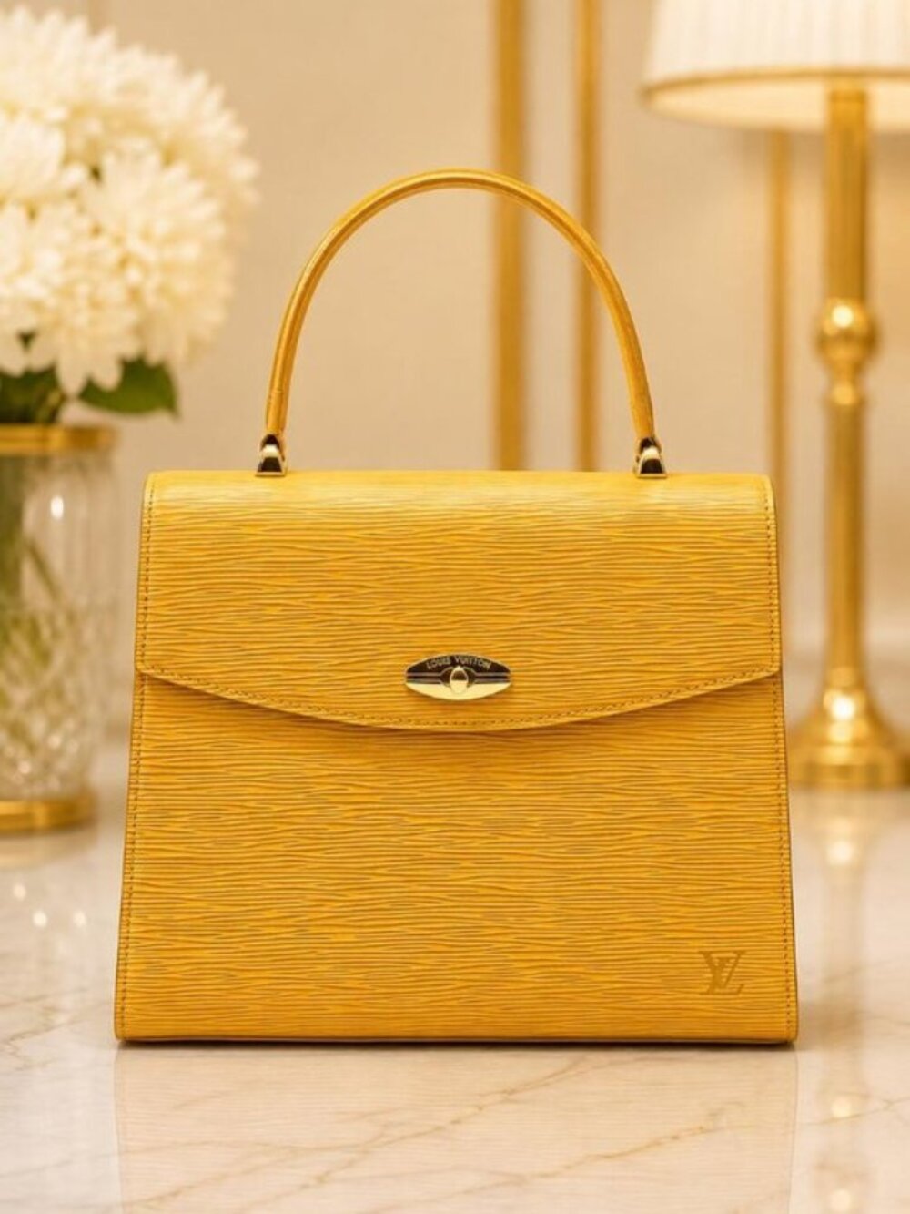 Authentic Louis Vuitton Malesherbes Epi Leather Handbag Yellow - Picture 1 of 16